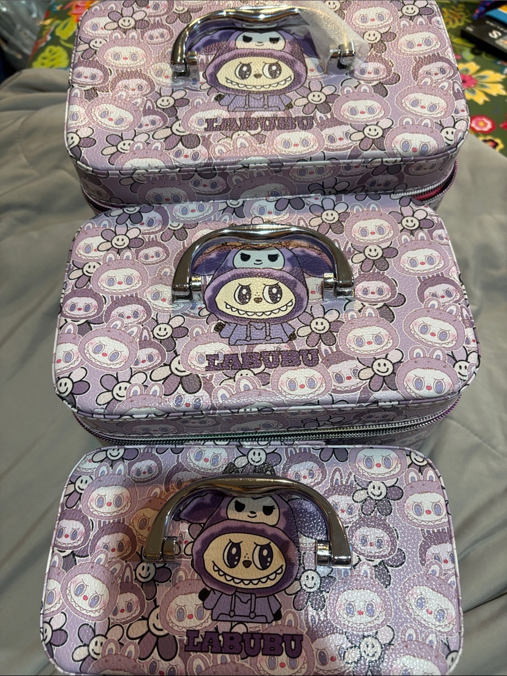 LABUBU Kids Purple Character Travel Case Set